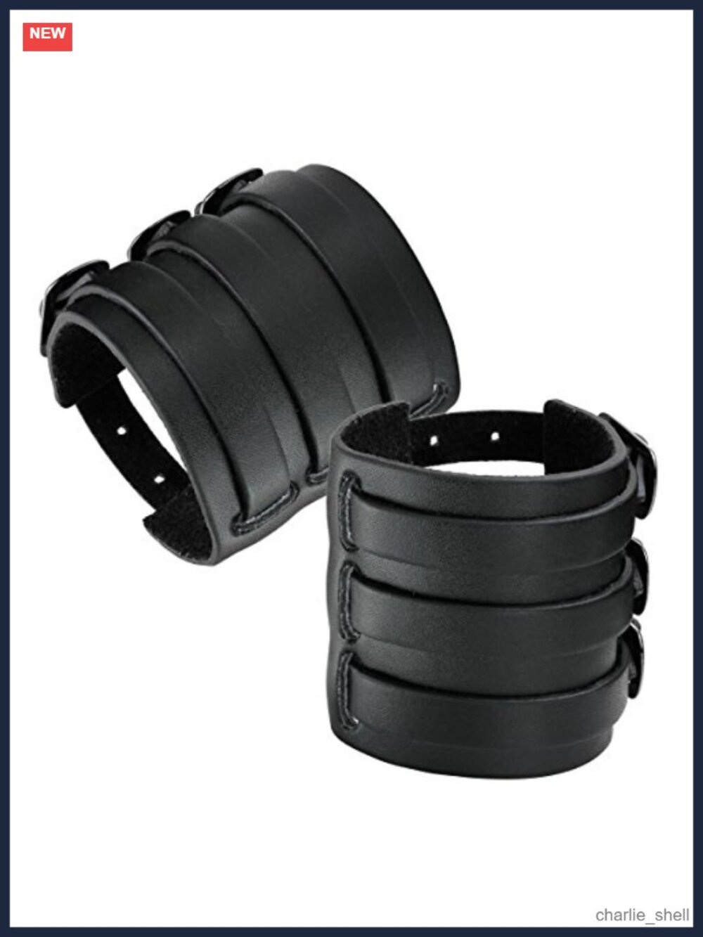 Punk Faux Leather Cuff Bracelets Retro Gothic Rock Wristband Pair